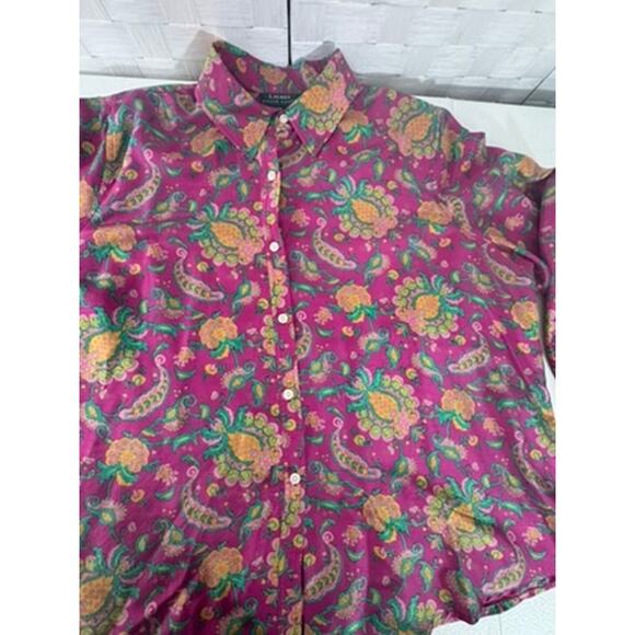 "Lauren Ralph Lauren"Silk Blouse SZ 2X Paisleigh Whimsical Fairy Quiet Luxury - Picture 5 of 11